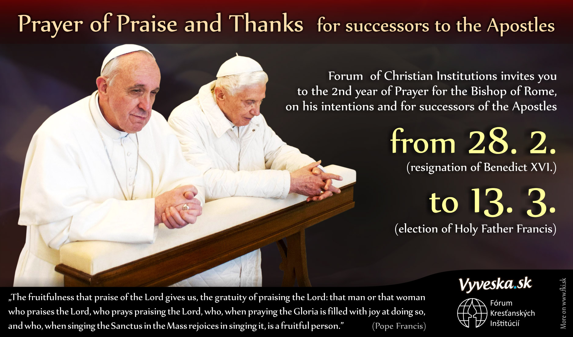 Prayer of praise and thanks for the successors of the Apostles